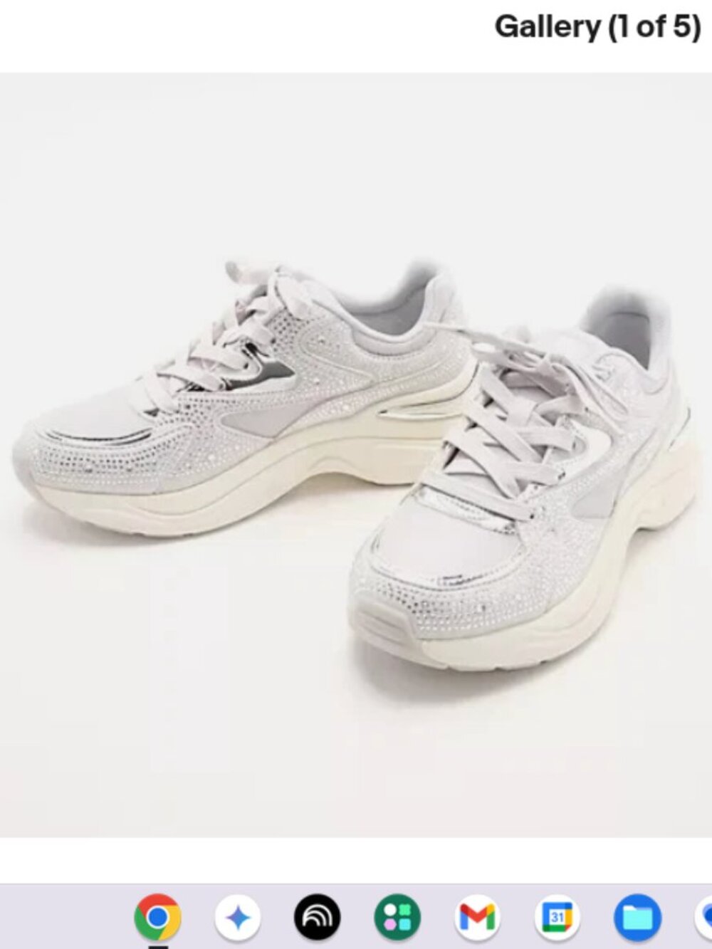 Skechers Street Rhinestone Lace-Up Sneakers-Hazel-Light Gray-10M-NIB-A616608